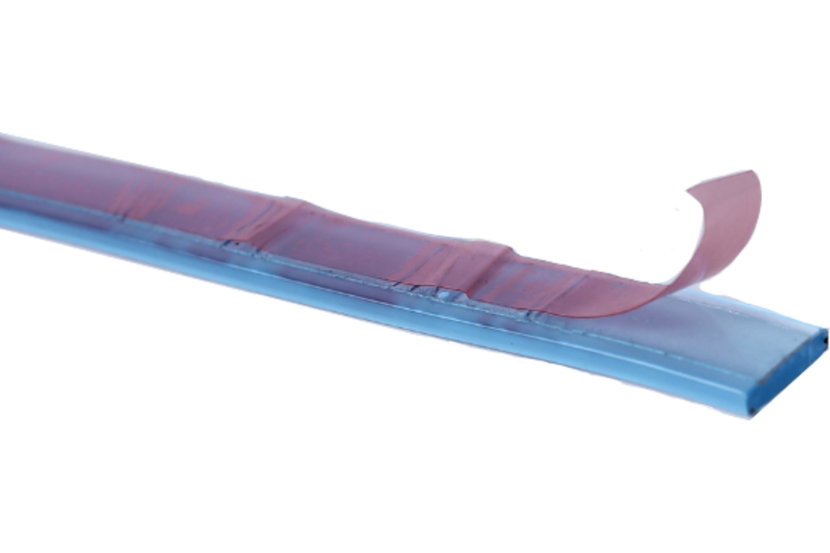 Flat PVC profile A2070-SA, 13,8 x 2,9 mm - self-adhesive
14x3 mm - Transparent Blue
±50 m/box