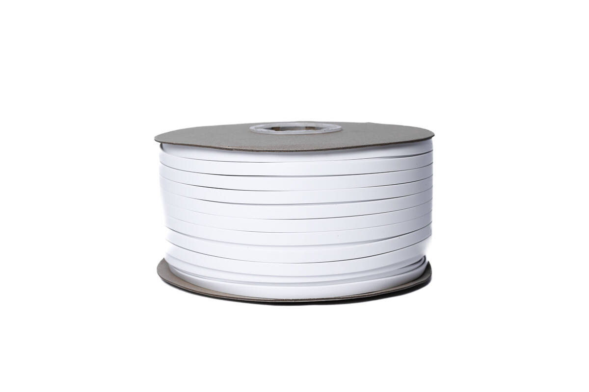 Flat profile A2085B, 12x3 mm
(PVC elastic, white), 200 m/spool