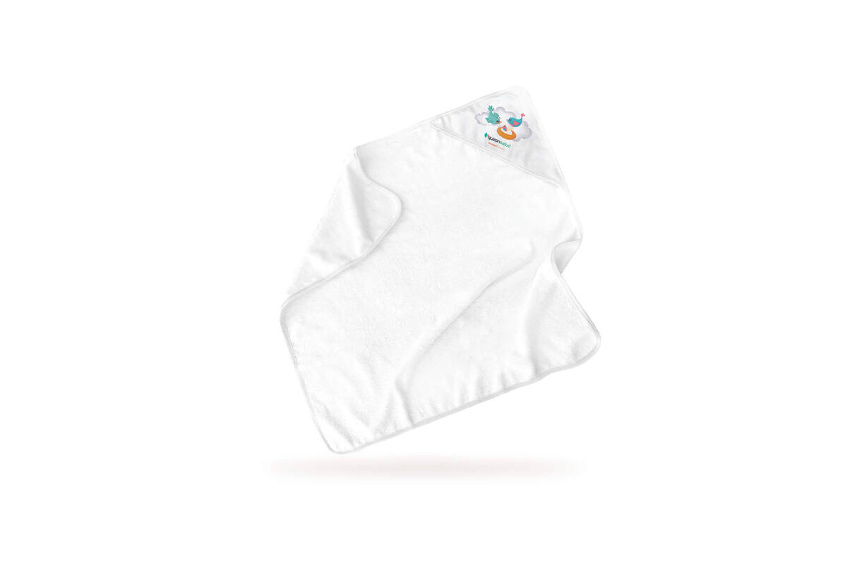 Baby Towel with Hoodie - 80 x 80 cm
100% microfiber recycled polyester / 100% cotton
 For subli transfer
 +/- 340 g/m2