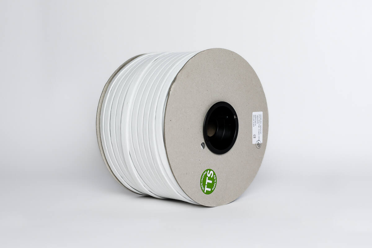 Flat profile A2085 
100% recycled, 14x3 mm
(PVC elastic, white), 200 m/spool