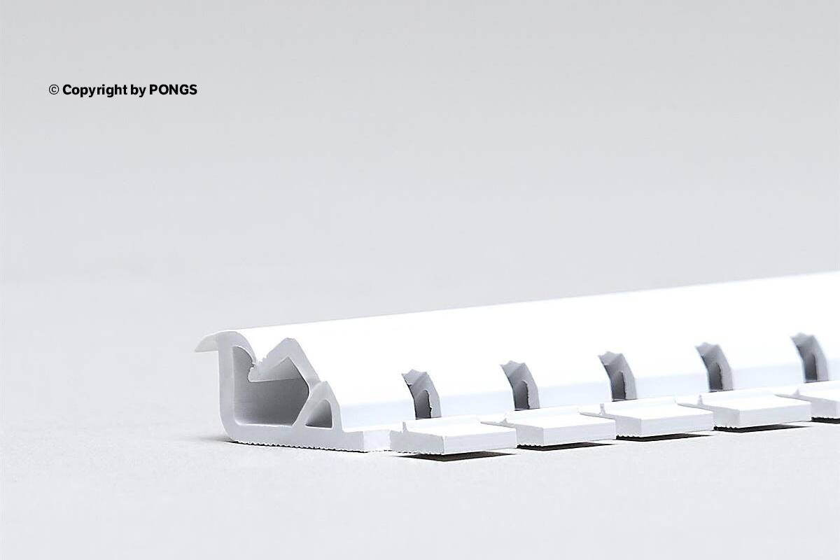 098007 DESCOR APC clamping profile
extruded PVC with flexible inner lip
Length: 200 cm/piece
Colour: Black
Height: 10 mm
Width: 30 mm