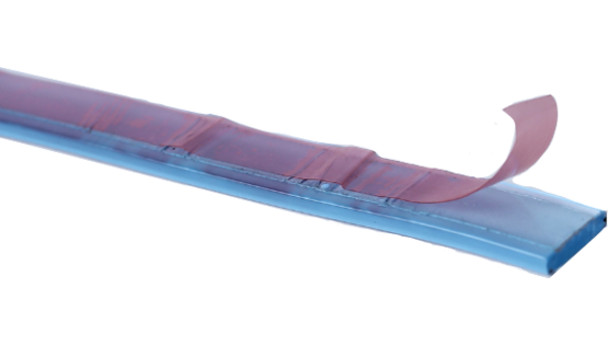 Flat PVC profile A2070-SA, 13,8 x 2,9 mm - self-adhesive
14x3 mm - Transparent Blue
±50 m/box