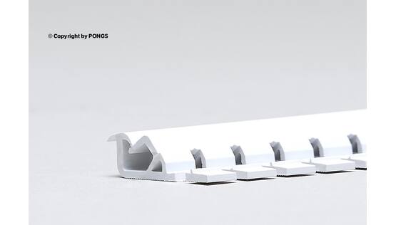 098006 DESCOR APC clamping profile
extruded PVC with flexible inner lip
Length: 200 cm/piece
Colour: White
Height: 10 mm
Width: 30 mm
