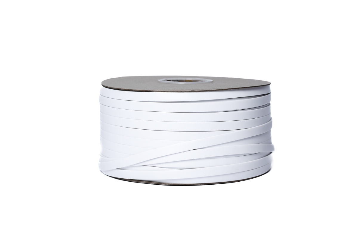 Flat profile A2085B, 14x3 mm
(PVC elastic, white), 200 m/spool