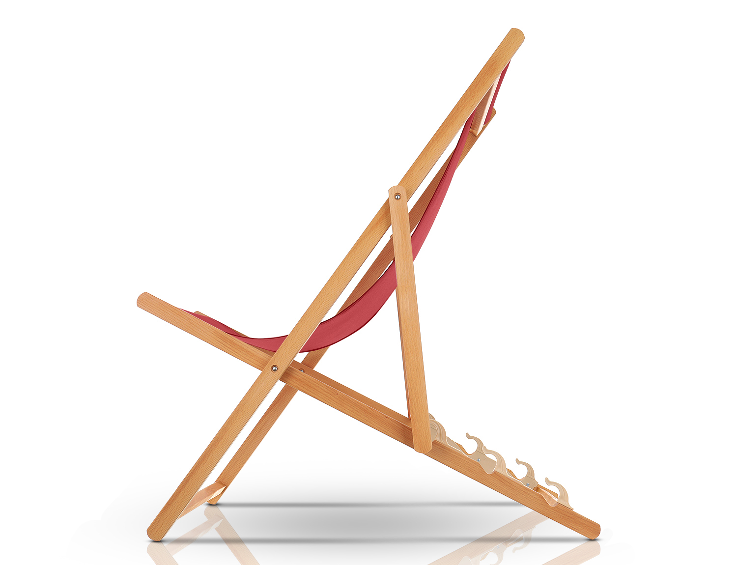 Wooden beach chair without fabric
Impregnated with colorless oil, mounted plastic anti-folding protection, 2 fabric mounting inserts
Size: 120,5 x 57 x 3,2 cm - Size deviation +/- 5%