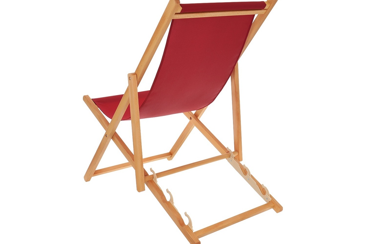 Wooden beach chair without fabric
Impregnated with colorless oil, mounted plastic anti-folding protection, 2 fabric mounting inserts
Size: 120,5 x 57 x 3,2 cm - Size deviation +/- 5%