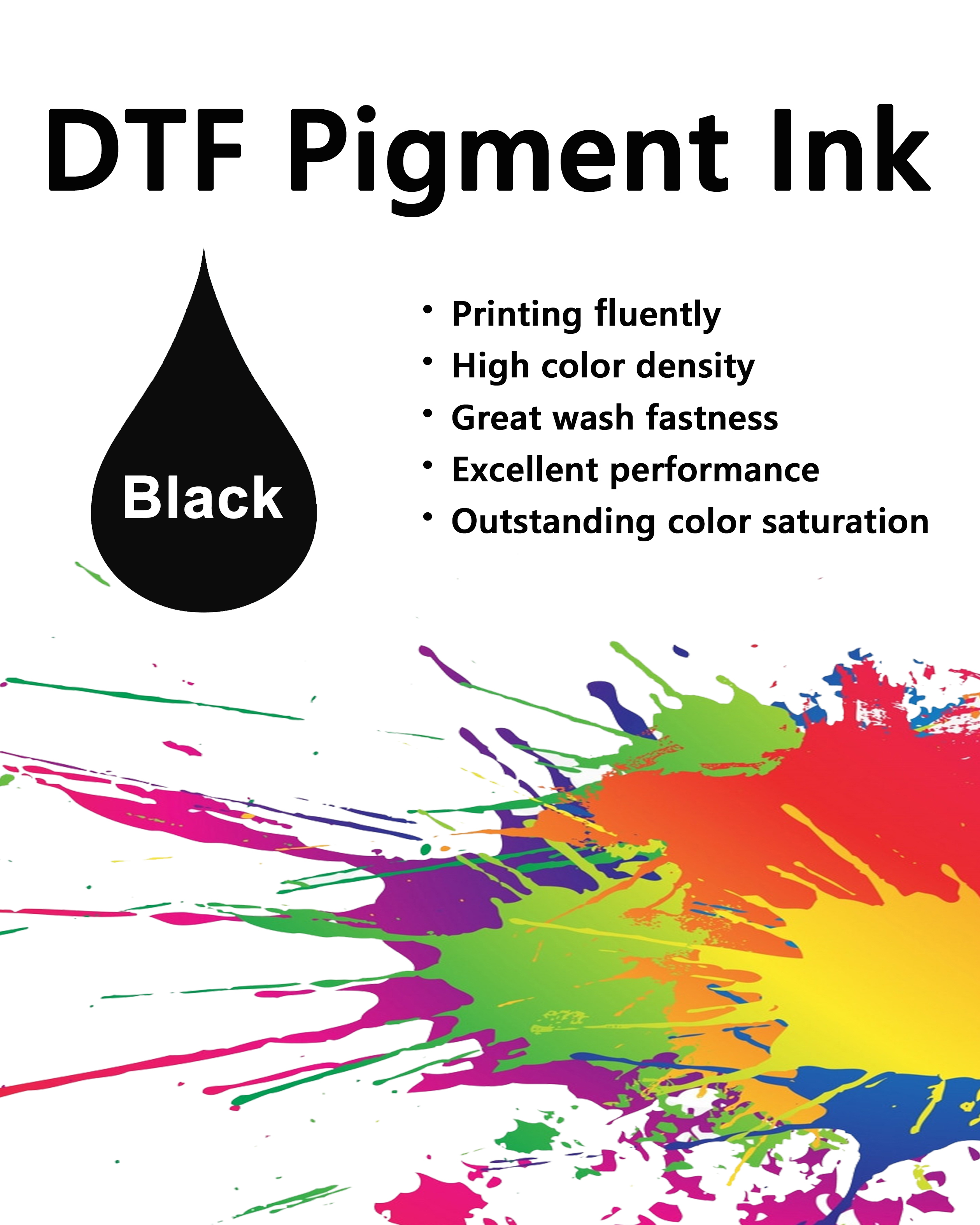 DTF Pigment Ink [water based] - BLACK
1 liter/bottle