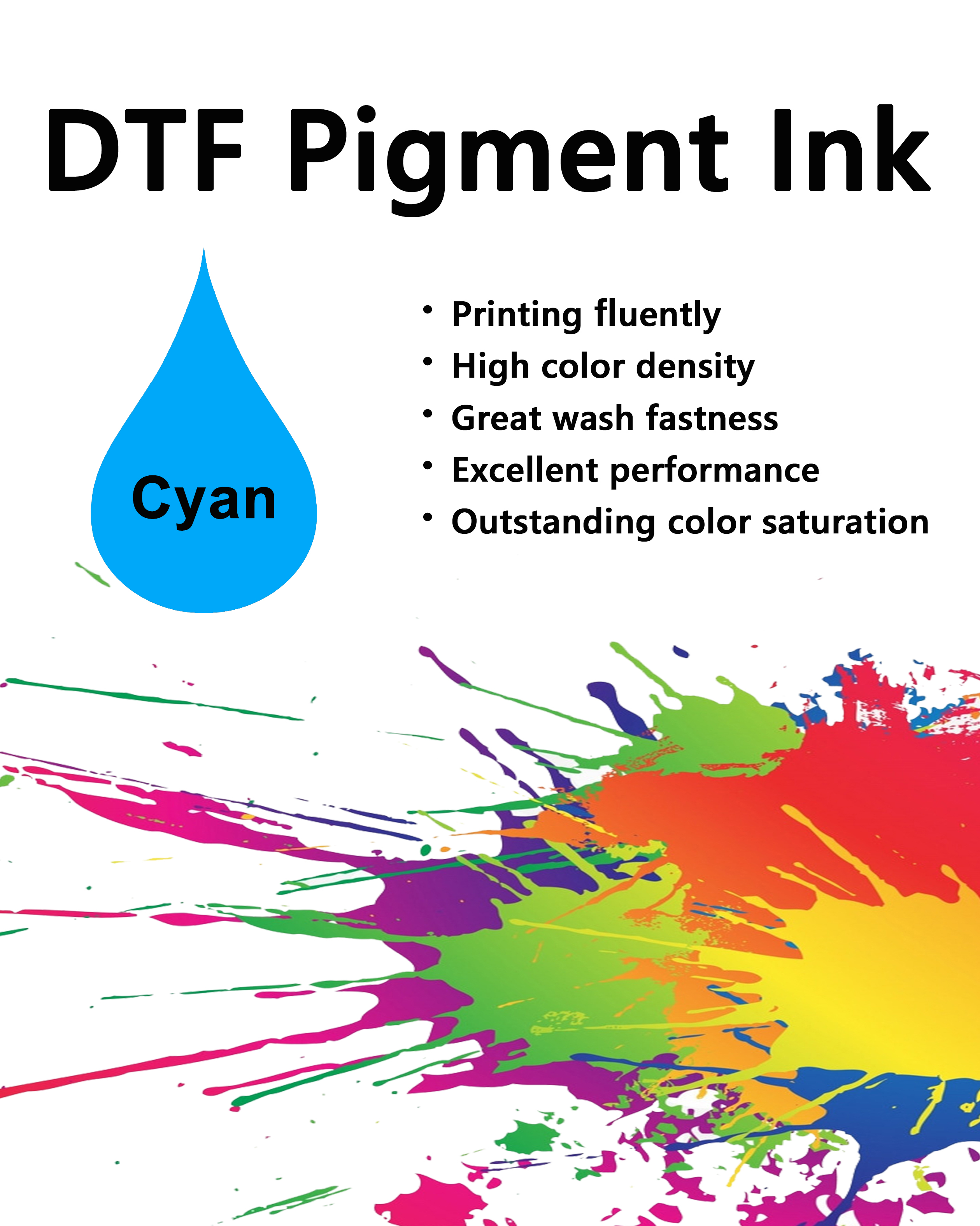 DTF Pigment Ink [water based] - CYAN
1 liter/bottle